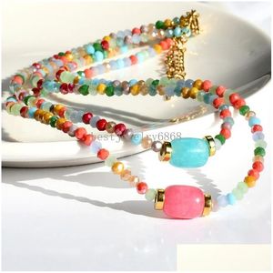 Beaded Necklaces Fashion Jewelry Natural Rhodonite Amazonite Stone Pendants Women Chokers Drop Delivery Otacv