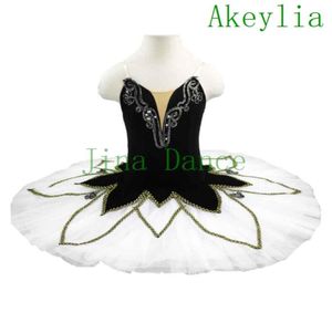 Profissional Tutu Harlequin Mulheres brancas cisne preto traje de balé infantil garotas mulheres penas de balé adulto tutu dança de dança use palco3720312