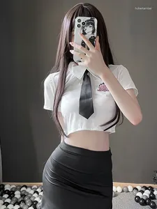 Arbeitskleider sexy Sekretärin Wrap Hip Kurzrock Set Hülle Leidenschaft Versuchung dünne JK Uniform Slim Rollenspiele Frau erotischer Zauber MWIR