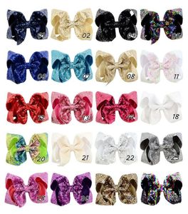 Snabbt skeppsvola 20Colors 6039039Cute Baby Girls JoJo Hair Bow Grosgrain Whorl Barrettes paljett Bowknot Hair Clip Duck CL6819066