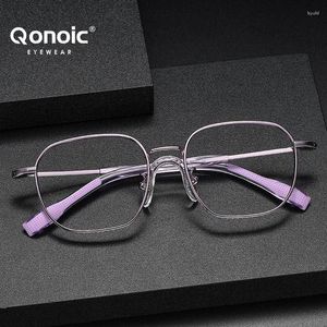 Sunglasses QONOIC Pure Titanium Frame Retro Optical Eyeglasses Women Men Material Square Glasses Lightweight Spectacle