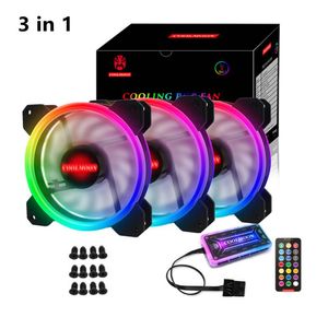3 حزم RGB Case Fans 120mm 12cm تدفق الهواء ارتفاع هادئ قابلة للتعديل ملونة مروحة لحالات الكمبيوتر 8531914