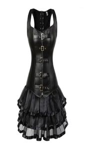 Steampunk Lace Up Back Cister Trainer Body Shaper Buckle Bustier Buster Bust Corset Dress Faux Leather Corsets Mini Skirt Tutu Plus Bu4813862