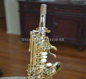 Nowy Jowisz JPS847 B płaski sopran saksofon mosiądz instrument muzyczny srebrne Ciało Gold Lacquer Klucz Sax z obudową usta 5924152