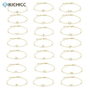 Bangle Kikichicc 100% 925 Sterling Silver Letter A M Initial Alphabet Armband Crystal CZ Zircon Women Luxury Bangle Chain Jewelry