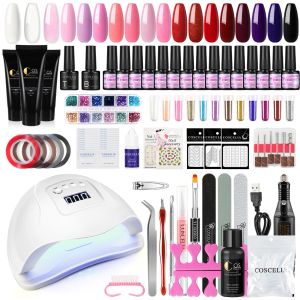 Trockner Coscelia Poly Nail Extension Gel Nagel Gel Polnisch Set UV LED NAGE Lampe Elektrische Nagelbohrer Maniküre Set Nagelkunstwerkzeuge Design Kit Kit