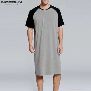 패션 캐주얼 스타일 남성 SLEPP ROBES Incerun 짧은 슬리브 나이트 셔츠 느슨한 편안한 부드러운 라운지웨어 잠자기 S5XL 240408