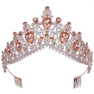 Hair Clips Baroque Womens Big Water Droplet Shaped Multicolored Rhinestone Crown With Comb Wedding Party Tiara