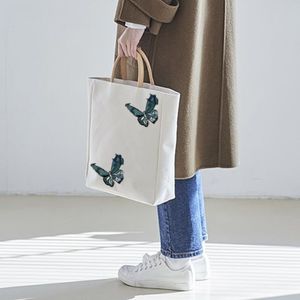 디자이너 꽃 토트 가방 여성 핸드백 캔버스 나비 조경 고품질 패션 레이디 지갑 대용량