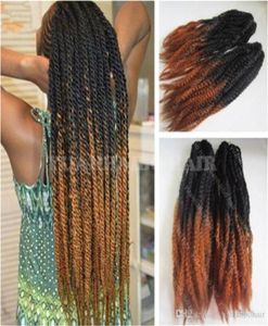 12 opakowań Pełna głowica Syntetyczne przedłużenia włosów dwa tony Marley Braids Czarny brązowy 30 Ombre Afro Kinky Braiding Fast Express D300P1031732