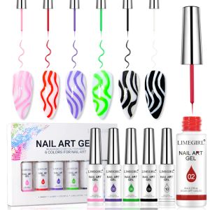 Bits LimeGirl Nail Art Line Polish Gel Kit 6 Cores para UV/LED Pintura pregos Desenho Pintura Diy Pintura Varnish Liner Gel Tool Kit