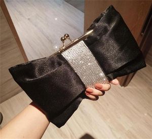 Chic Bow Shape Bridal Hand Bags for Weddings Black White Women Designer Handbags Purses Evening Clutches Chain Bag9242360