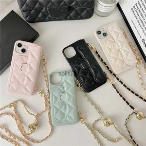 Cell Phone Cases Designer Case Cross Body Phones for IPhone 11 12 13 14 Pro Max Fashion Leather Luxury Chain Cover Card Holder Coin Wallet 4 Colors Q240408