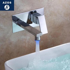 Zlew łazienki krany Azos w ścianie kranu przebarwienia wodospad Wodospad mosiężna kula na zimno i przełączanie temperatury sterownika prysznicowe