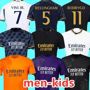 2024 Bellingham Vini Jr Soccer Jerseys Mbappe Tchouameni 23 24 25フットボールシャツReal Madrids Camavinga Rodrygo Modric Camisetas Men Kid Kit Uniforms Fans Player Y-3