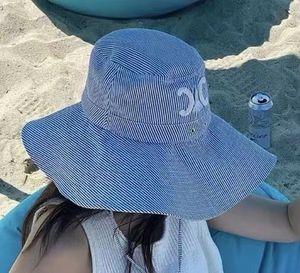 デニムワイドブリム帽子女性屋外キャンバスバケツハットデザイナーブランド夏のビーチ旅行フェイス保護太陽を防ぐキャップレディ調整可能漁師キャップ2684