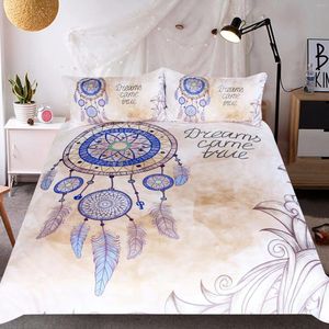 Conjuntos de cama Conjunto de impressão de penas digitais 3D Bohemia Duvet Capa Home Decoration Quilt Capas de edredo