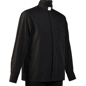 Black Priest Shirt Kościół katolicki dorosły duchowny pastor koszule Topy Tab Collar Choir Bluzja240325