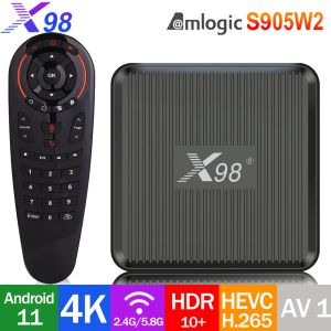 Caixa 100% original x98q Android11 Smart TV Box Amlogic S905W2 Quad Core CPU 4K 2.4/5G WIFI HD AV1 HDR TV prefixo vs Tanix H96 Max x96Q