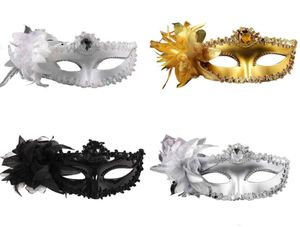 mode kvinnor sexig mask hallowmas venetian ögonmask maskeradmasker med blommor fjäder påskdans party semester mask drop2424593
