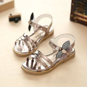 Sneakers Girls Princess Sandals 2022 New Summer Rhinestones Whinestones Children's Children's Children's Children's Party Shoes Soft Sole Size 27 ~ 37