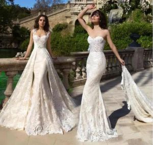 Inbal Dror 2024デリケートなフレンチレースのウェディングドレス取り外し可能な列車マーメイドブライダルガウン恋人ヴィンテージウェディングドレスローブデマリエージ