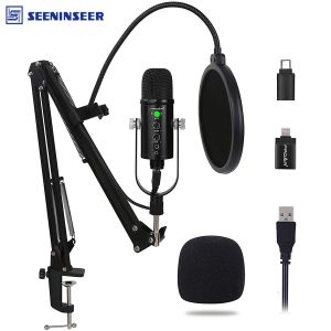 Mikrofonlar USB Kondenser Mikrofon Bilgisayar PC Oyun Podcast Akışı Kayıt Vokalleri YouTube için pop filtreli kardiyoid stüdyo mikrofonu