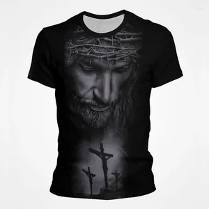 Herren T-Shirts Jesus Christus 3D-Print T-Shirts Männer Kleidung Sommer Mode lässig Kurzarm Cooles Hemd Harajuku Streetwear Tops T-Shirt