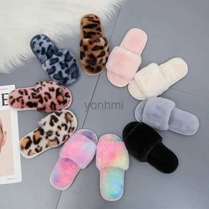 Slipper Kids Slippers Faux Fur Child Girls Plush Slippers Home Crianças Indoor Sapatos Flatos Cute Kid Baby Shoes para meninas meninos 240408