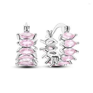 Brincos do garanhão S925 Sterling Silver Silver Pink Candy Zircon Charme Versátil Feminino Free Of