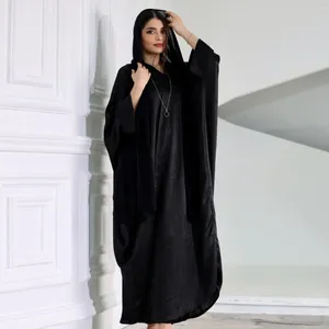 Roupas étnicas Frente do Oriente Médio Aberta Abaya Para Mulheres breves moda Silky Arab Dubai Marroquino Kimono Corban Eid Islâmico Vestes