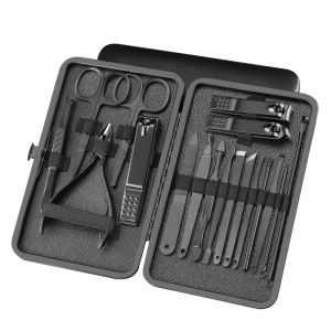 Clippers classico nero 18/16/12/10/7pcs Clipper Clipper Set di taglieri per manicure in acciaio inossidabile cucchiaio auricolare Strumento per le scisori per unghie