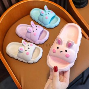 Slipper Nicht-Rutschhausbadezimmer Badezimmer Weiches Slipper Kind für Mädchen Sommer Kinder Pantoffeln süße Kinder Cartoon 3D-Rabbit Pantoffeln atmungsaktiv 240408