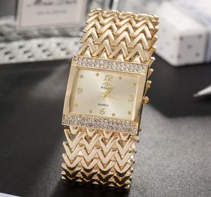 Grealy Women039S Square RandWatches 2018 Nowy diamentowy zegarek Dial Watche Watches Branslet Goldrose Goldsilver Band z Box1378547