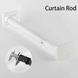 Shower Curtains White Curtain Rod Adjustable Stainless Steel Tension For Bathroom Windows No Drill Simple Bracket