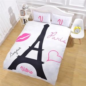 Bedding Sets King Size Set Reactive Printing Iron Tower Love Sexy Red Lips Wedding Cotton Double Bedroom