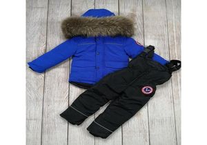 Set di abbigliamento per ragazzi inverno giunca giuntura girare i bambini per addensare calorosi parka baby snowsuit con pelliccia naturale 28years 30degree7242263