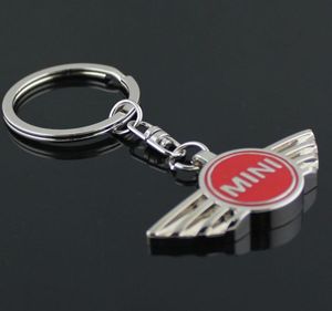 Para Mini Cooper 4Colors Angel Wings Brand Sports Car Symbol Keychains Keyring Metal Auto Car Mini Wing Logo Key Chain9528087