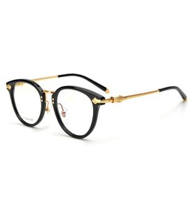 Högkvalitet Unisex Retrovintage Round Frame SILV Glass 4821145 Italien Importerad Plank Titanium Fullrim för recept Goggle1945380