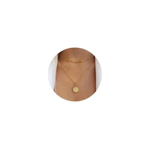 Colar de ouro requintado de Mooham feminino -14k colar em camadas colar feminino colar hexagonal fofo de colar de colar em camadas de ouro feminino Presente de jóias