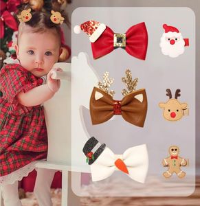 6 estilos 16315quot Hair Bow Girl Christmas Barrettes Acessórios para meninas do boneco de neve Festa de crianças Clipper8519564