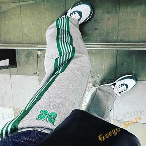 Men's Pants AWGE Zipper Pocket Striped Man Women High Quality Sweatpants Ndles New Grn Butterfly Embroidery Pattern Outdoor Casual Pants T240408