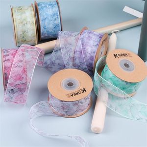 100 meter 38mm blommor/snöfas/band 0218R01 Bowknots Kids Hårtillbehör Material Flower Cake Gift Wrap 240321