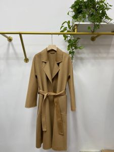 Lüks yüksek kaliteli sonbahar ve kış kadın palto 2024 orta uzunluklu çift taraflı yün el yapımı üst düzey kaşmir palto