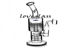 114 tum dubbel armträd perc återvinnsolje riggar glas vatten bongs rök rör downs catcher ask catcher med 18mm banger8983864