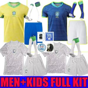 2024 Brazylijskie koszulki piłkarskie L.paqueta Neymar Vini Jr. 23 24 25 25 P.Coutinho Richarlison Football Shirt G.jesus T.Silva Bruno G. Pele Casemiro Men Men Kids Pełne zestawy koszulki