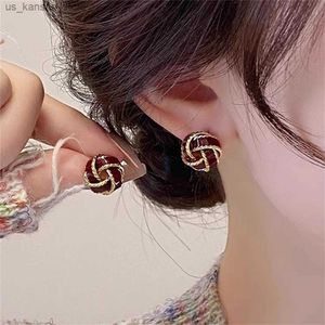 Charm Glossy C-Shaped Ball Earrings Simple Gold Color Stud Earrings For Women Fashion Jewelry240408