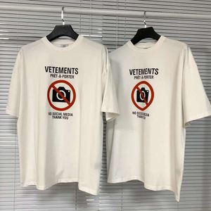 21SS Europe France Vetements Shop No Social Media Antisocial Embroidery Tshirt Fashion Mens T Shirts Women Clothes Casual Cotton Tee 266