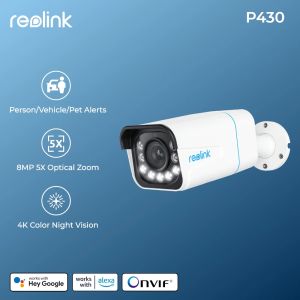 Cameras Reolink 4K IP Security Camera 5X Optical Zoom Outdoor Video Surveillance Home Security Protection 8MP PoE CCTV Camera P430AI