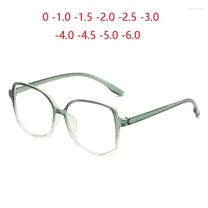 Sunglasses Square Finished Myopia Glasses Women PC Short-sight Eyewear Transparent Green Frame 0 -1.0 -1.5 -2.0 -2.5 To -6.0